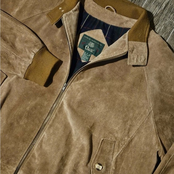 Orvis Other - Orvis Genuine Leather Bomber Jacket Full Zip Plaid Lined Barn Chore Mens XL